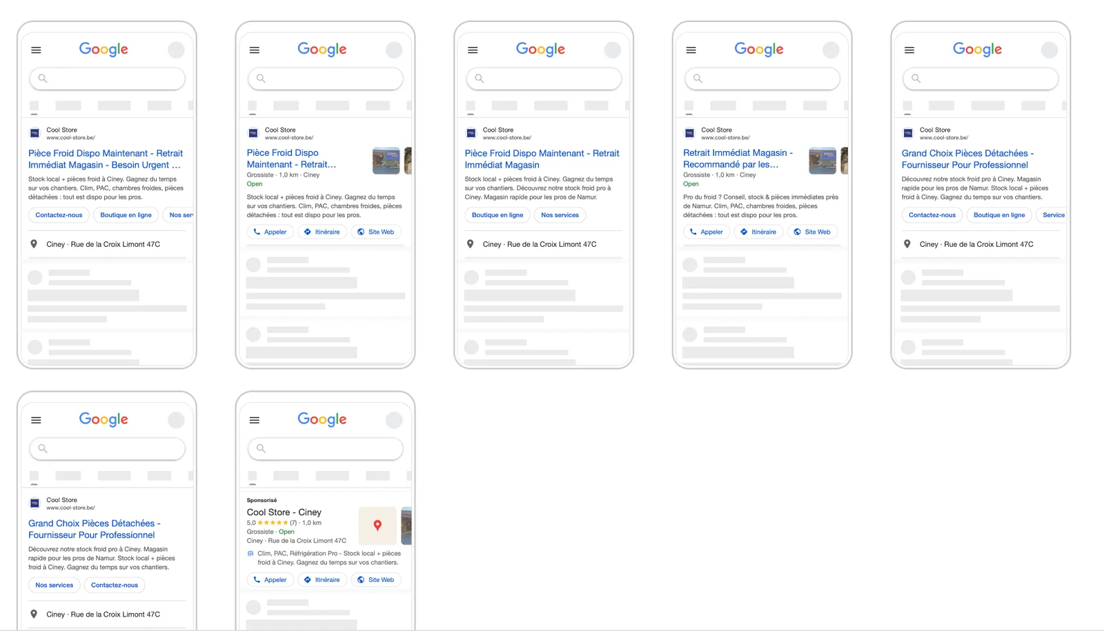 Exemples d'annonces Google Ads pour Cool Store