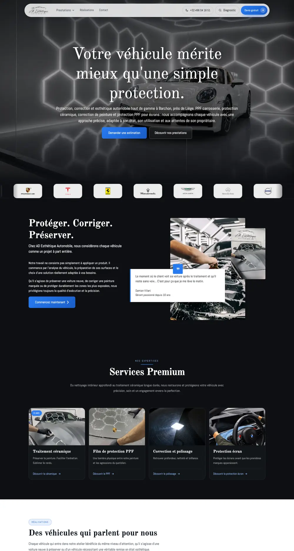 Site AD Esthétique sur ordinateur