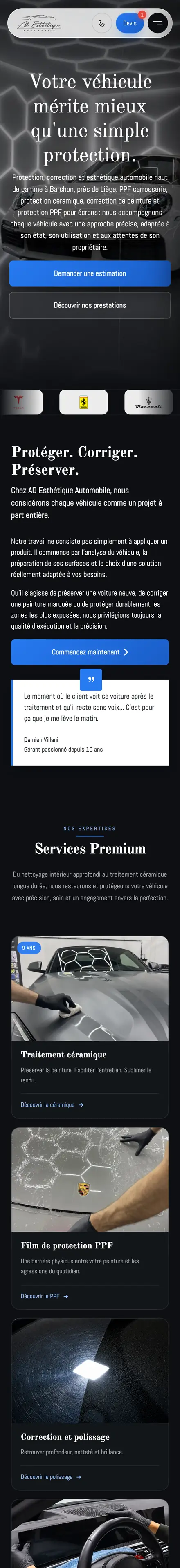 Site AD Esthétique sur téléphone