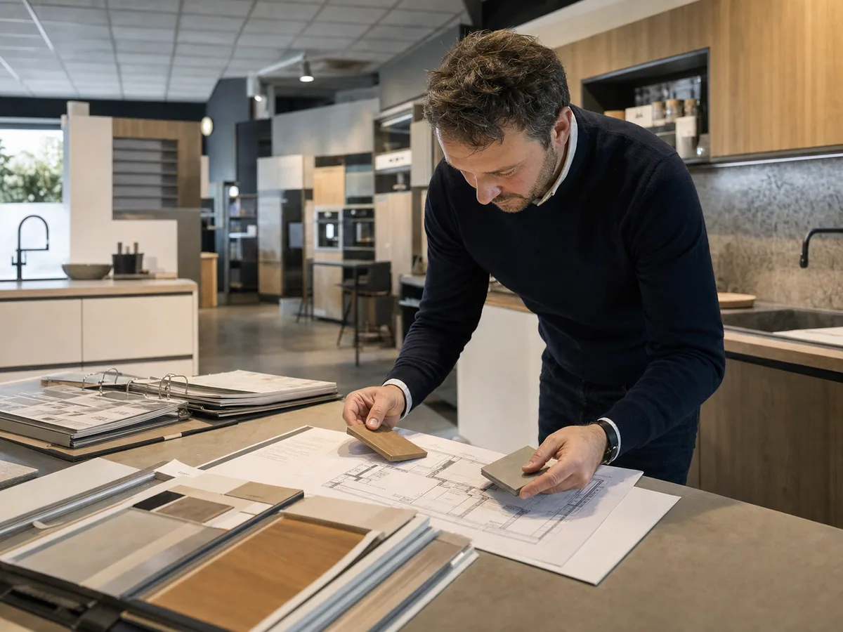Showroom de cuisines, illustration du secteur cuisinistes